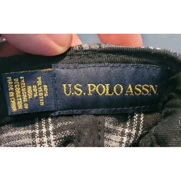 US Polo Assn Wool Hat Gray Adjustable Cap Jockeys Leather Flag Patch - Picture 5 of 5